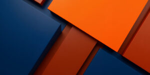 Geometric square patterns of dark blue and orange, with the words About Name Changes and Certificate of Citizenship