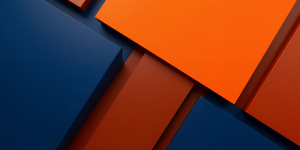 Geometric square patterns of dark blue and orange, with the words About Name Changes and Certificate of Citizenship