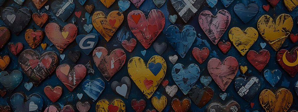 With challenges come needs, support the Adoptees United Citizenship clinic, words over a background of wooden painted hearts
