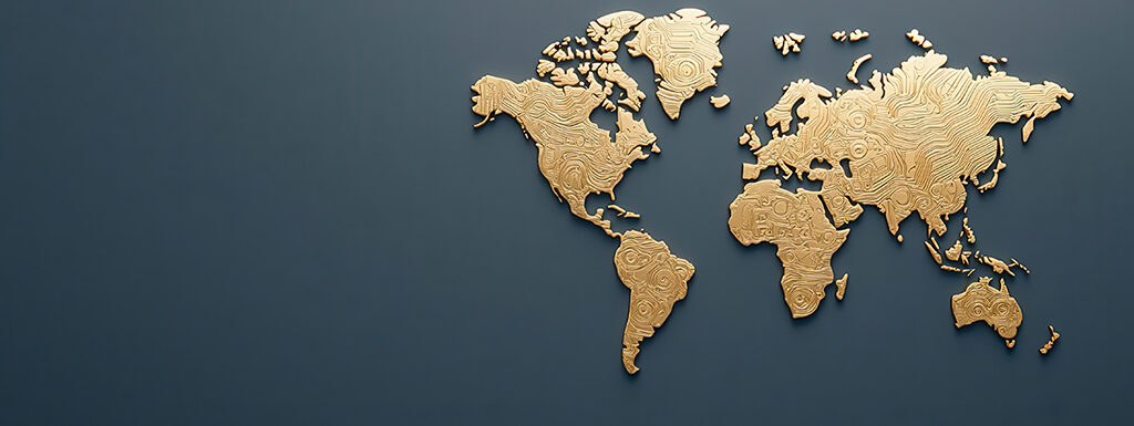 Illustration of a world map with the Latest from the AU Citizenship Clinic